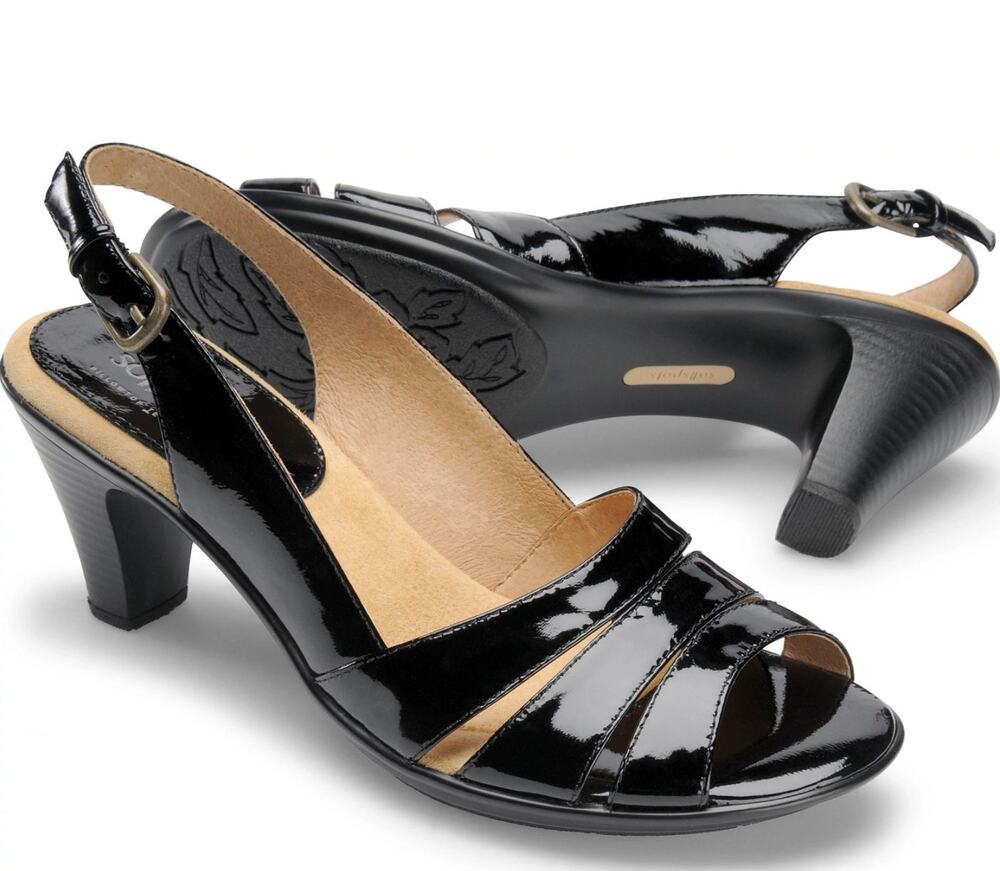Comfortiva Women's Softspots Neima Heeled Sandals Size 7 WIDE Black Leather NWOB